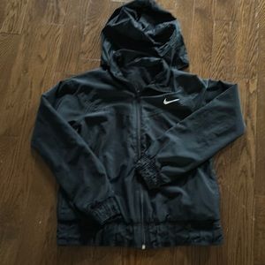 NIKE DRY FIT Black Reversible Jacket- Lined Bomber Style with Hood - Size S